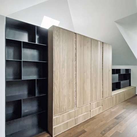Parete di Design Completa con Scaffali